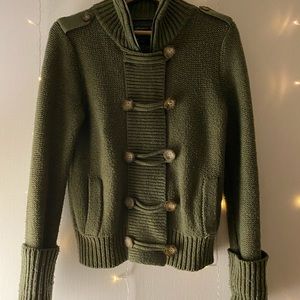 American Eagle Outfitters Olive Green Knit Toggle Cardigan